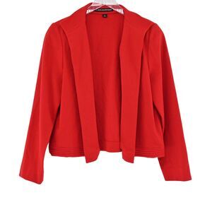 Vtg ELLEN TRACY Jacket Womens Size 10 Red Wool Blend Drape Open Front Career 00s